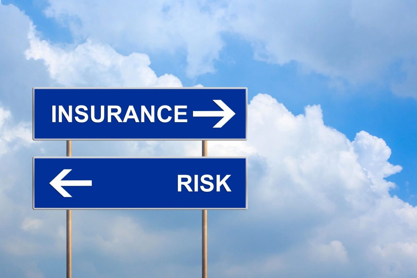 Insurance and Risk on Blue Road Sign